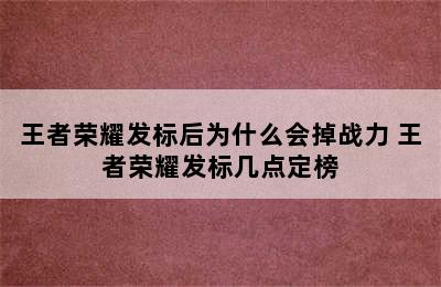 王者荣耀发标后为什么会掉战力 王者荣耀发标几点定榜